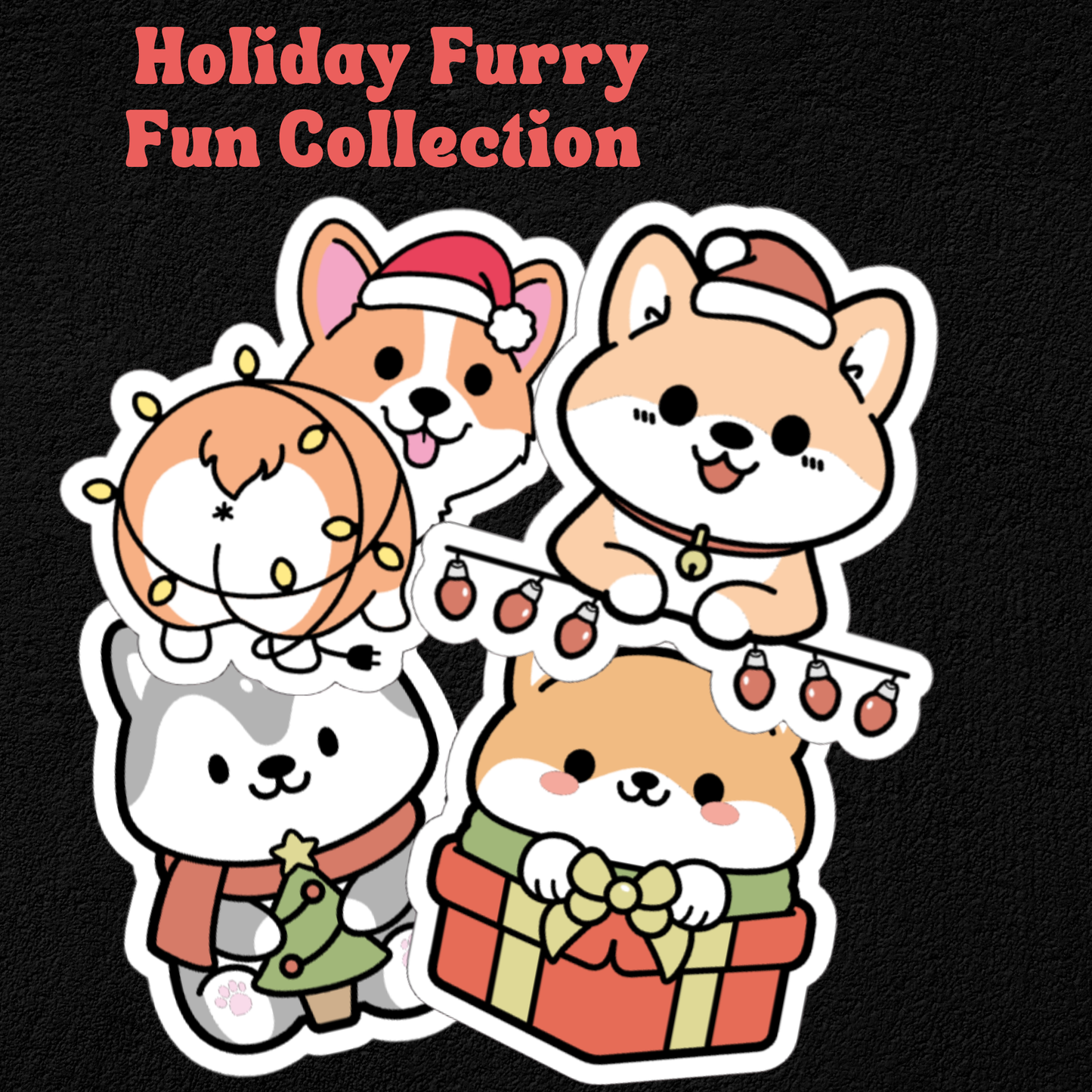 Holiday Furry Fun Collection- Waterproof Vinyl Stickers