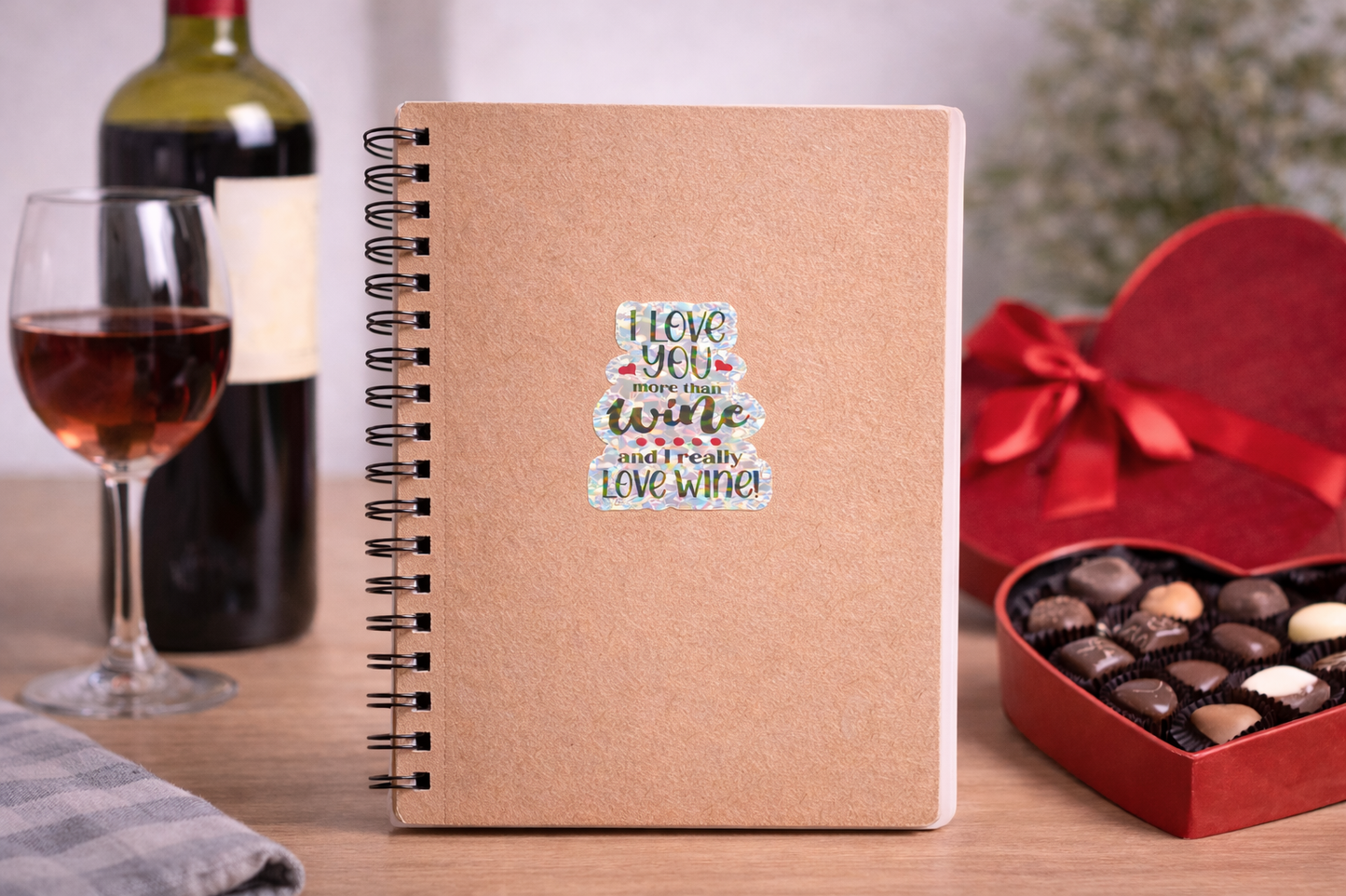 I Love Your More Than Wine Sticker