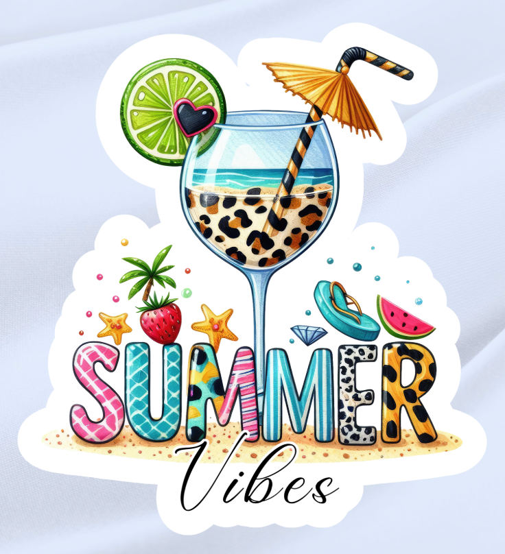 Summer Cocktail- Waterproof Vinyl Sticker