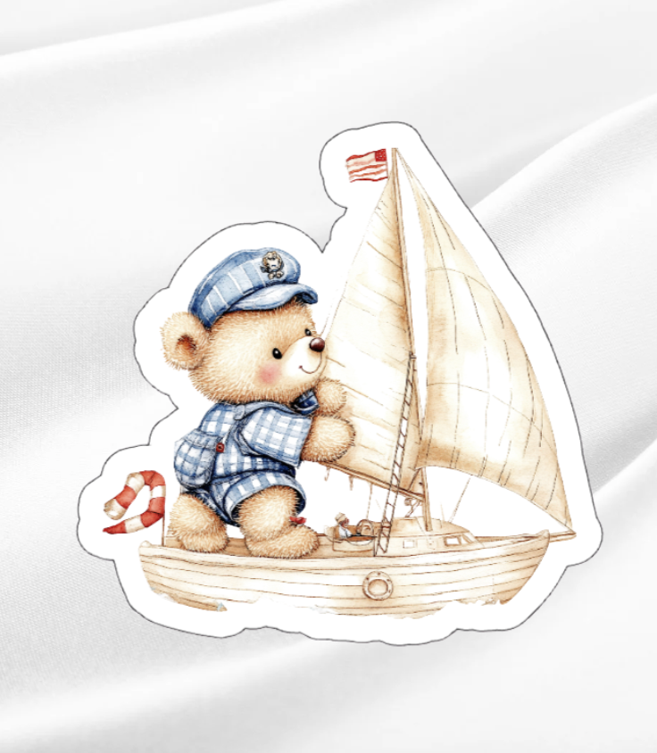 Sailing Bear 2-Waterproof Vinyl Sticker