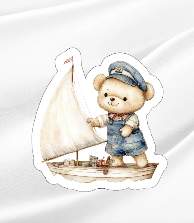 Sailing Bear 3-Waterproof Vinyl Sticker