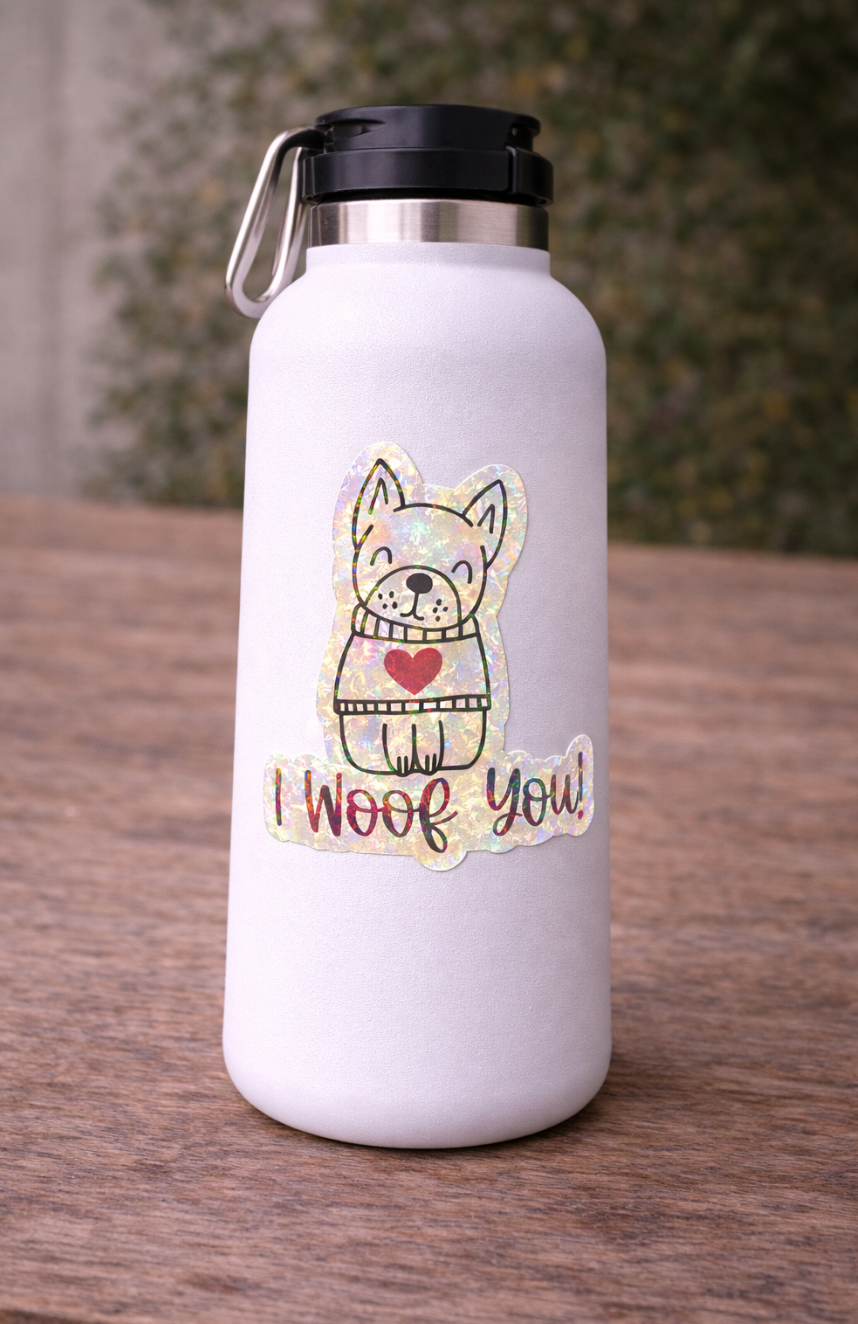 White Dog Heart Sticker