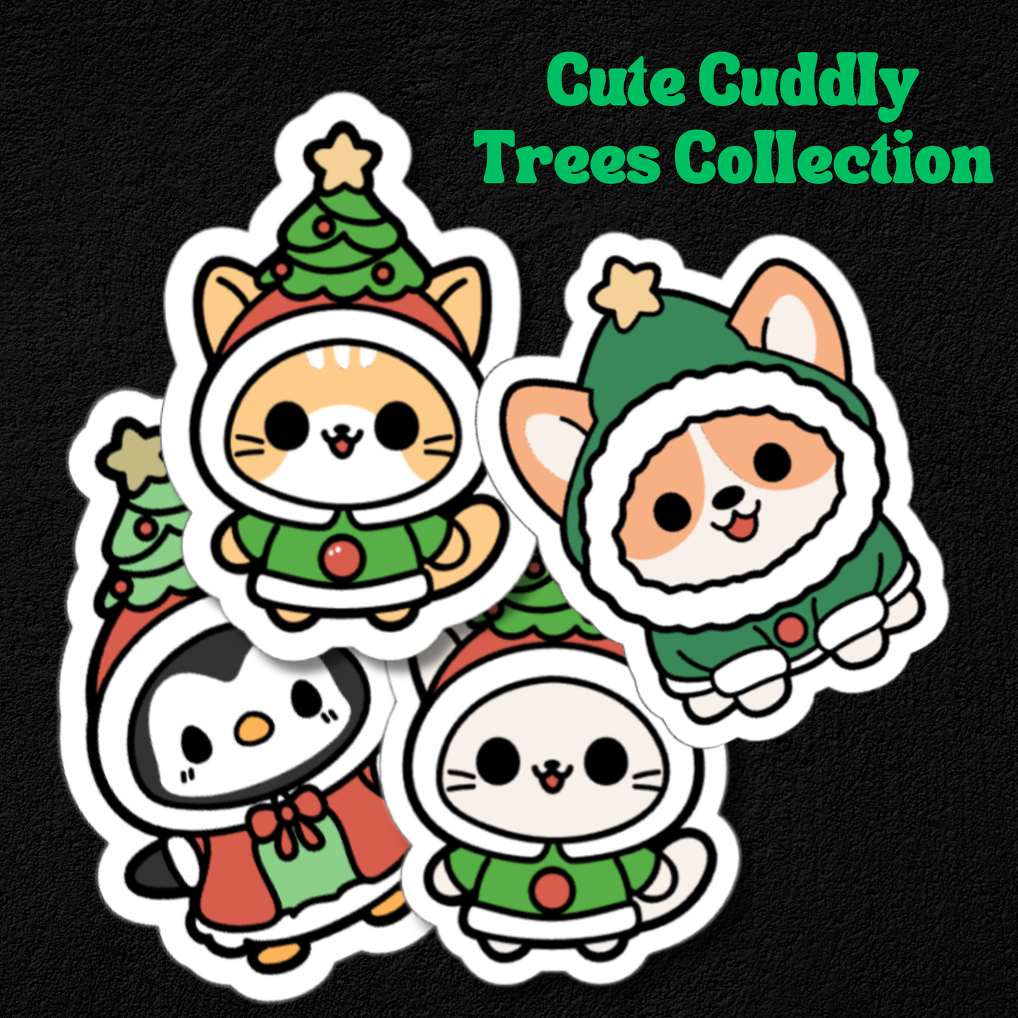 Cute Cuddly Trees Collection- Waterproof Vinyl Stickers