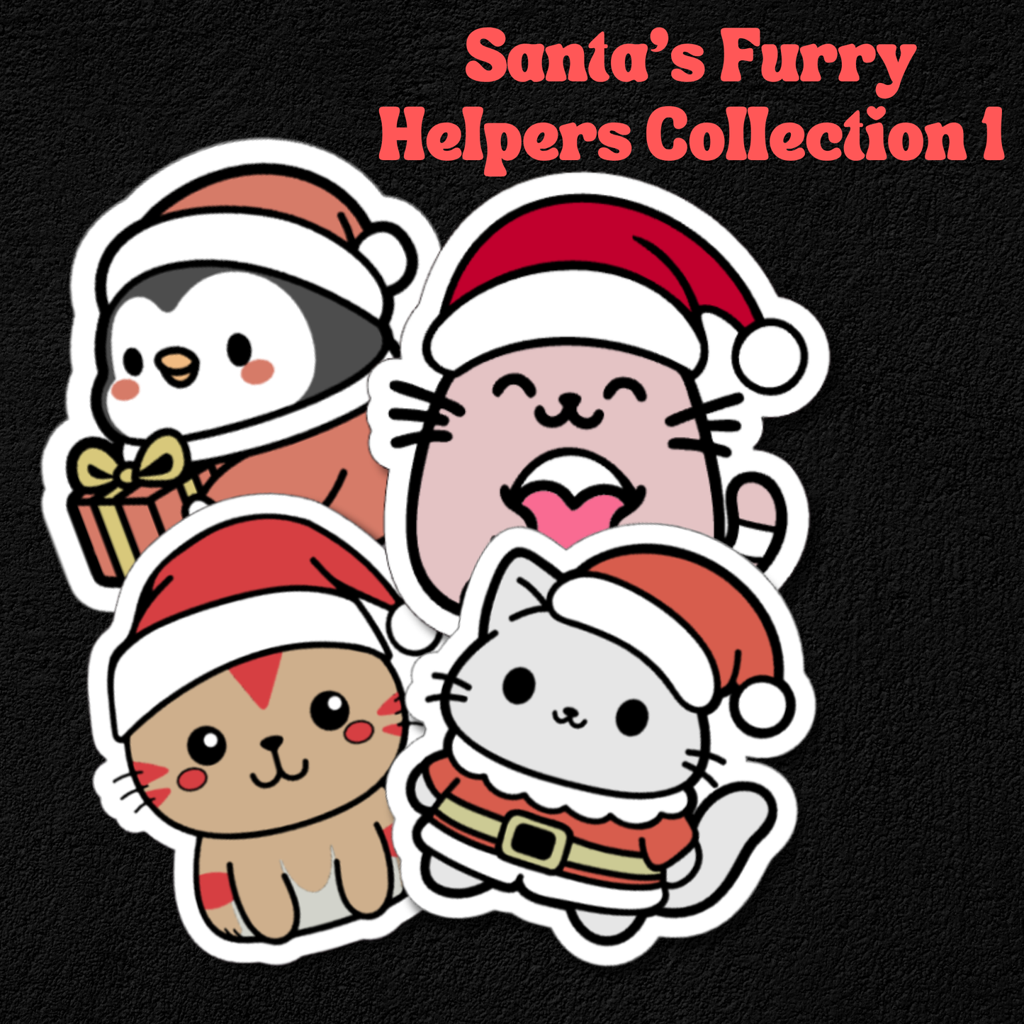 Santa's Furry Helpers Collection- Waterproof Vinyl Stickers
