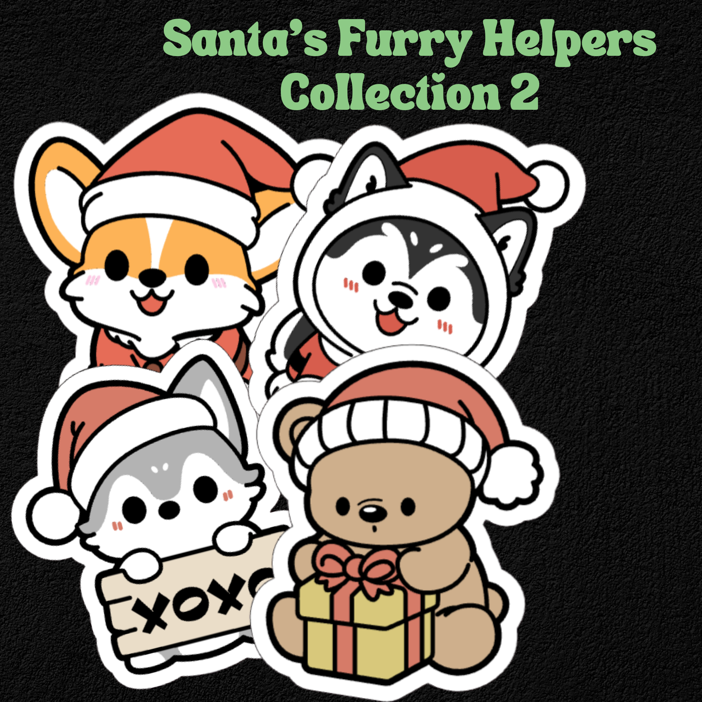 Santa's Furry Helpers Collection 2- Waterproof Vinyl Stickers