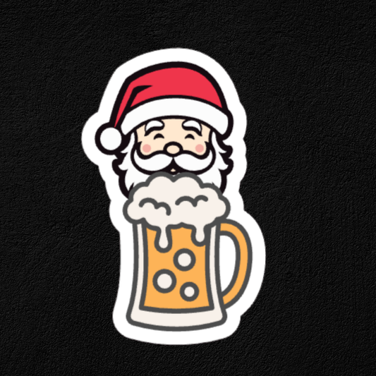 Santa Beer Mug - Waterproof Vinyl Stickers