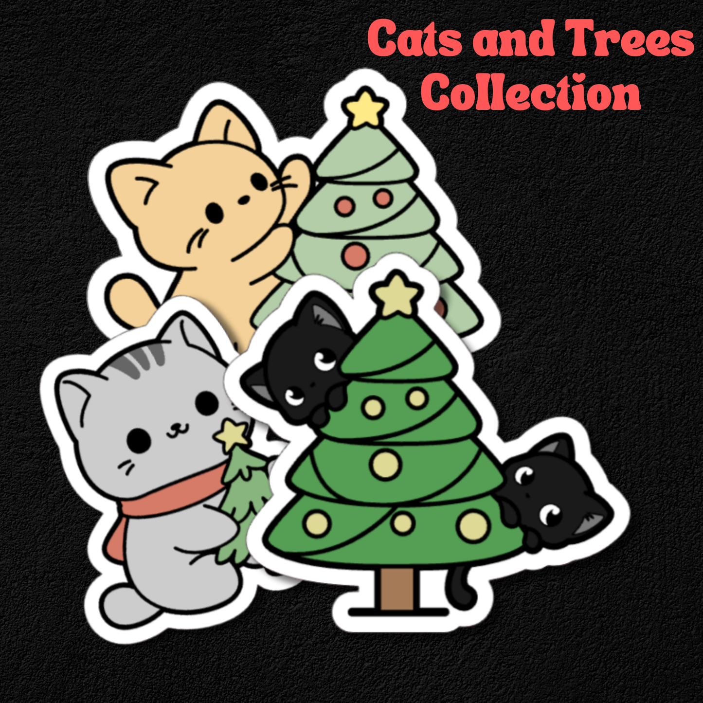 Cats and Trees Collection- Waterproof Vinyl Stickers