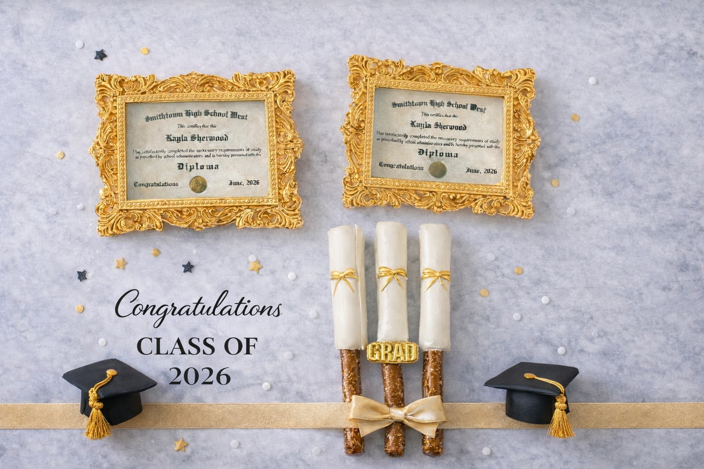 Edible Gold Diploma Frame Add-On | Graduation Treat Upgrade