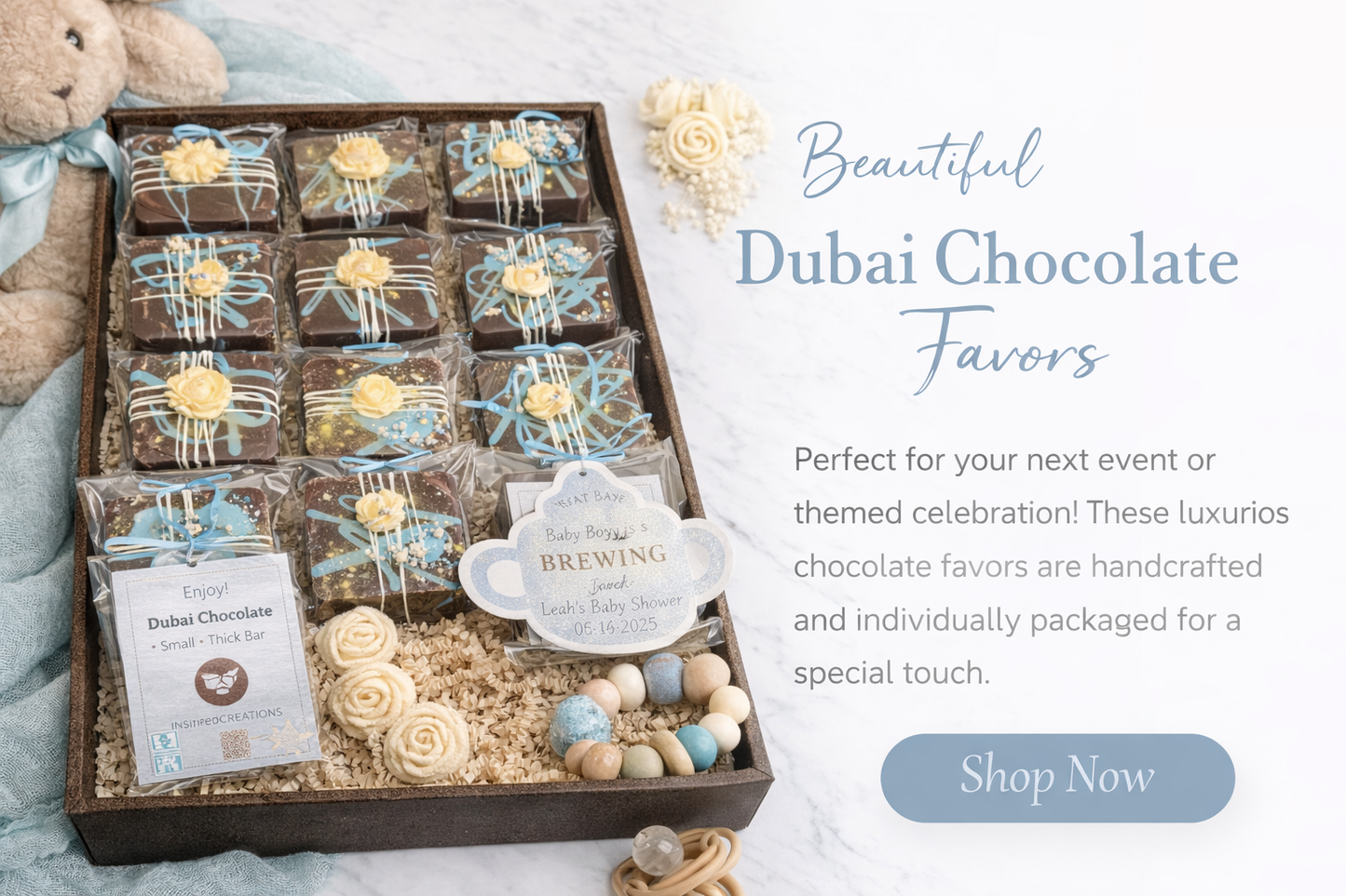 Dubai Chocolate Bars- Party Favors -Minimum of 8
