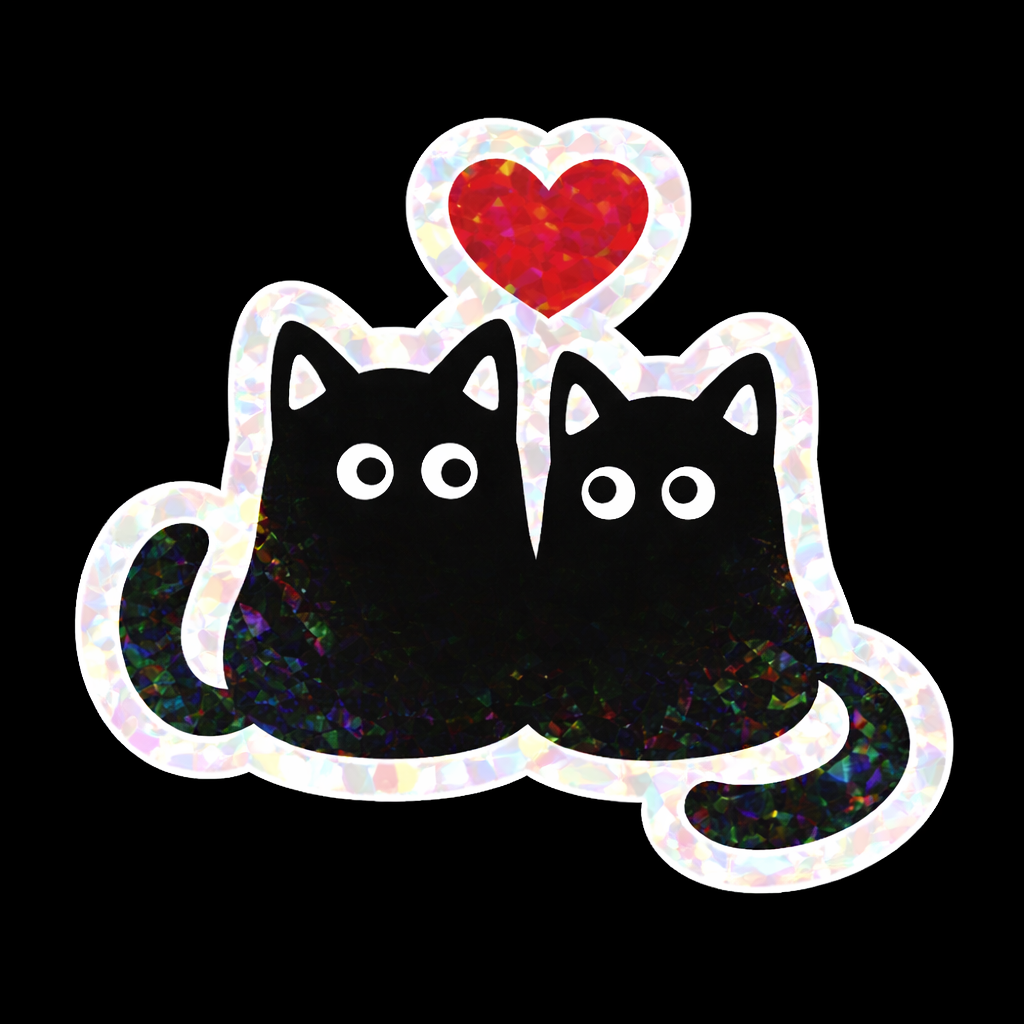 Black Cats with Red Heart Sticker