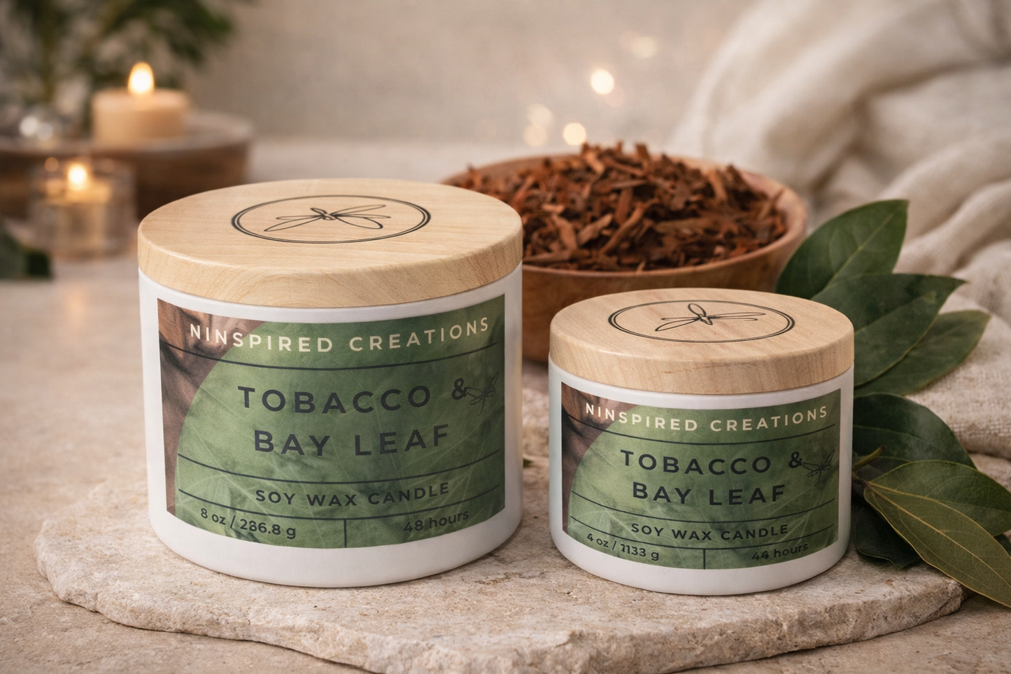 Soy Candle- Tobacco & Bay Leaf