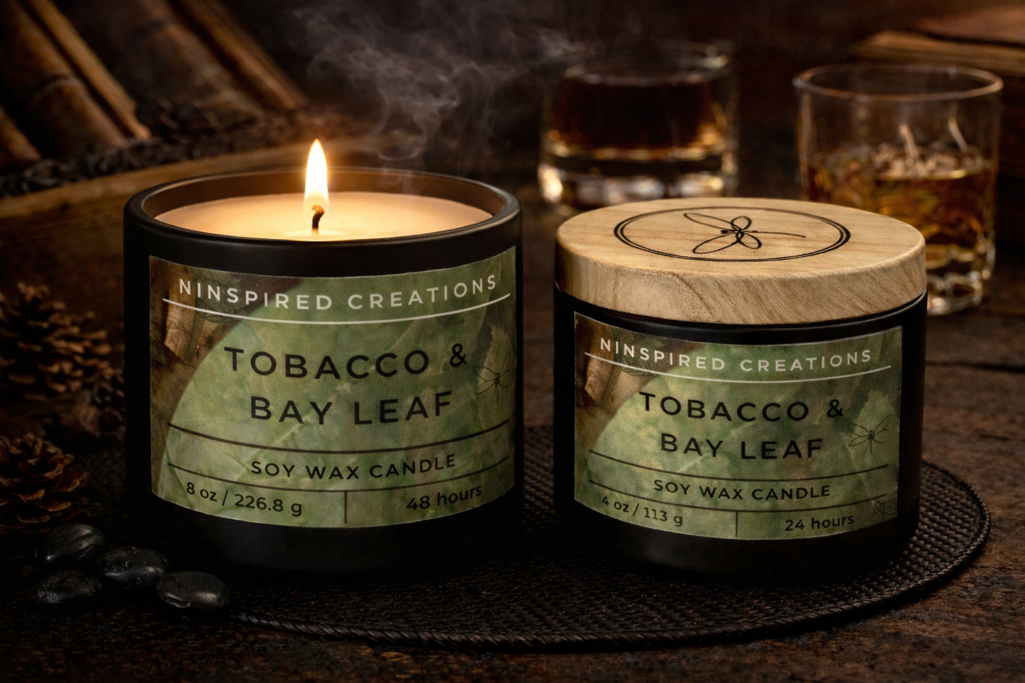 Soy Candle- Tobacco & Bay Leaf