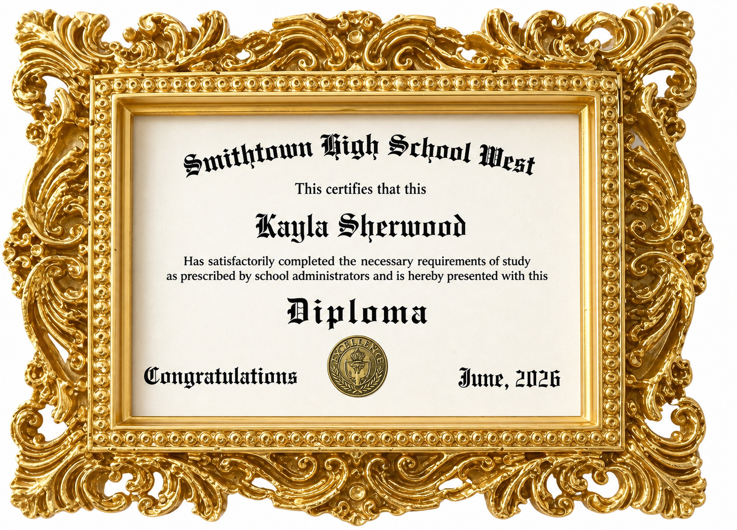 Edible Gold Diploma Frame Add-On | Graduation Treat Upgrade