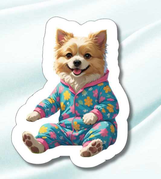 Dog Pajamas 2-Waterproof Vinyl Sticker