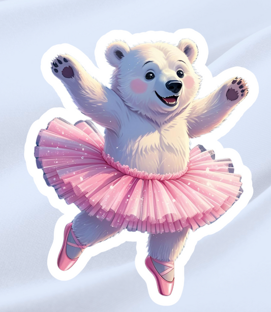 Ballerina Bear-Waterproof Vinyl Sticker