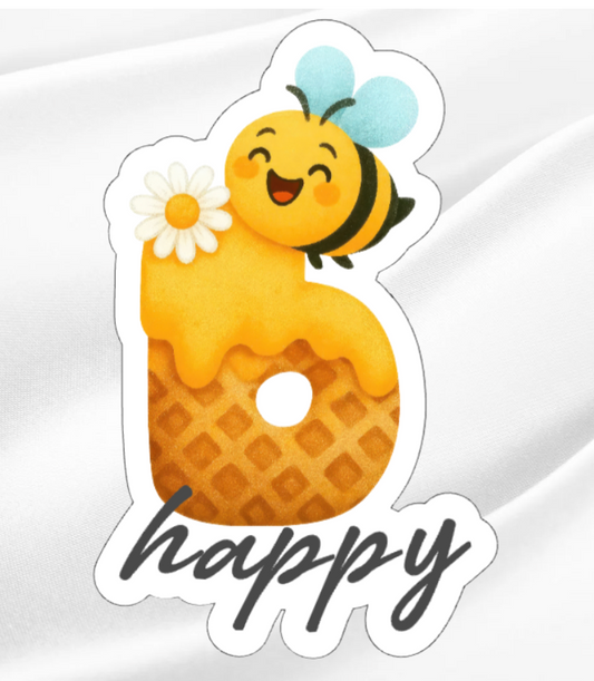 Bee Happy-  Waterproof Vinyl Sticker