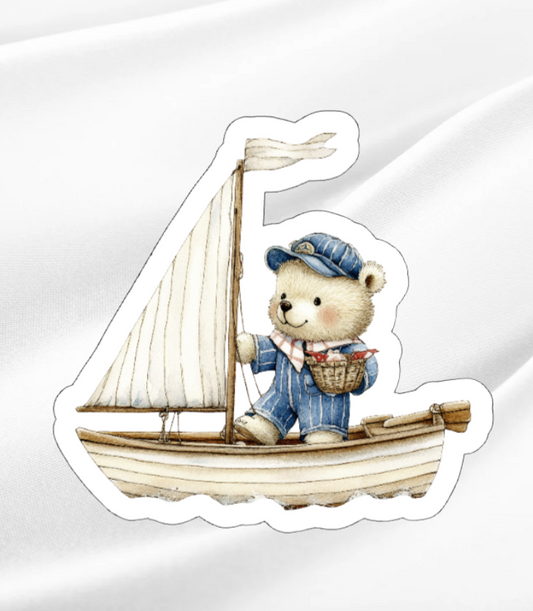 Sailing Bear1-Waterproof Vinyl Sticker