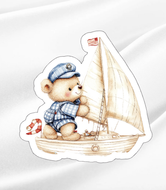 Sailing Bear 2-Waterproof Vinyl Sticker