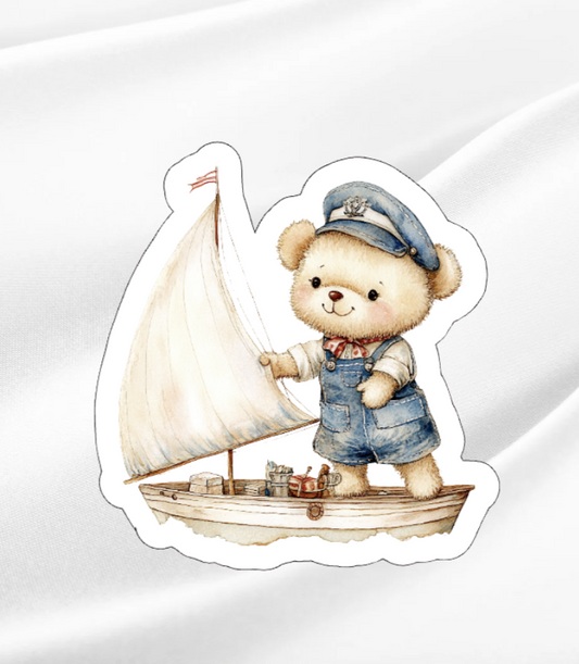 Sailing Bear 3-Waterproof Vinyl Sticker