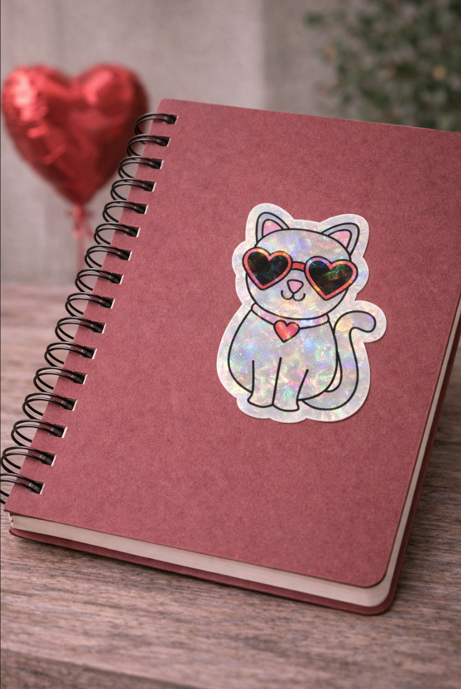 Cat with Heart Sunglasses Sticker