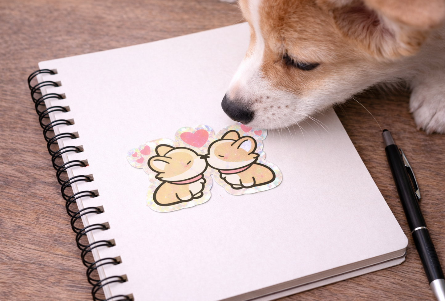 Corgi Dogs Heart Sticker