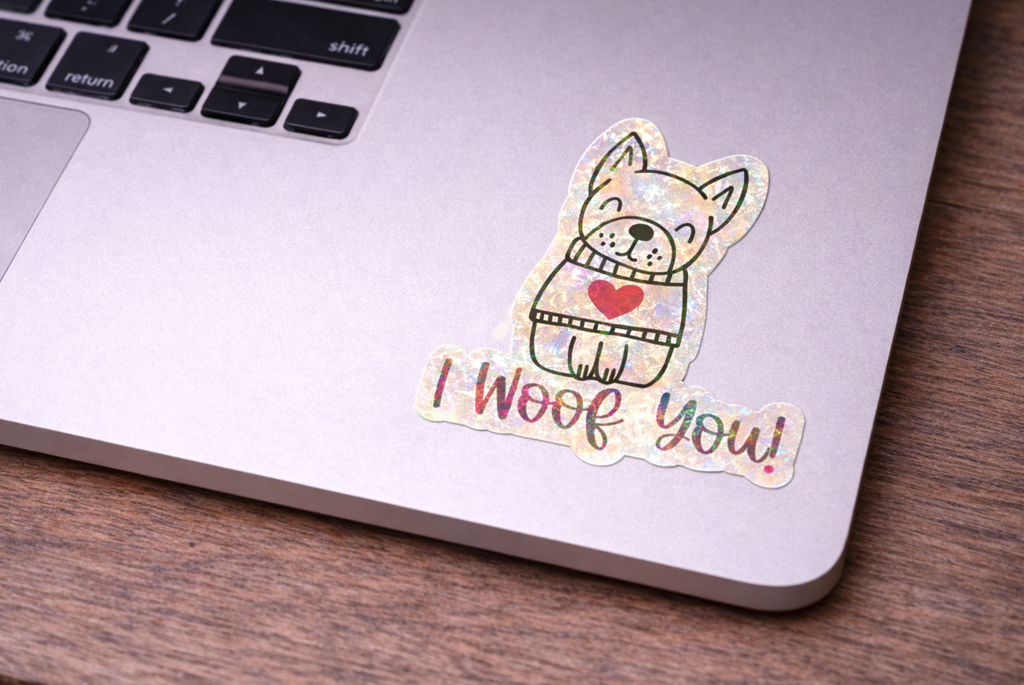 White Dog Heart Sticker