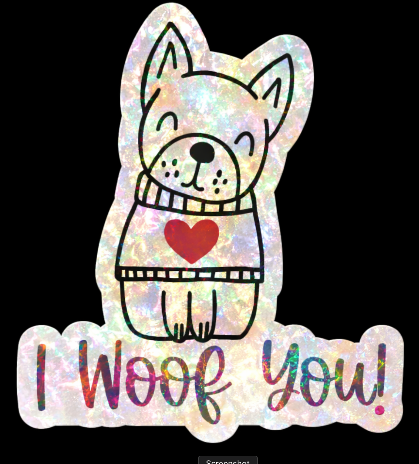 White Dog Heart Sticker