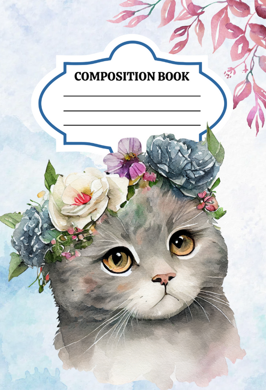Cats and Flowers Composition Notebook