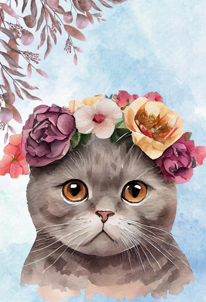 Cat and Flowers Composition Notebooks (Personalized)