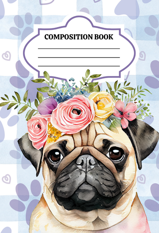 Pups and Flowers Composition Notebook