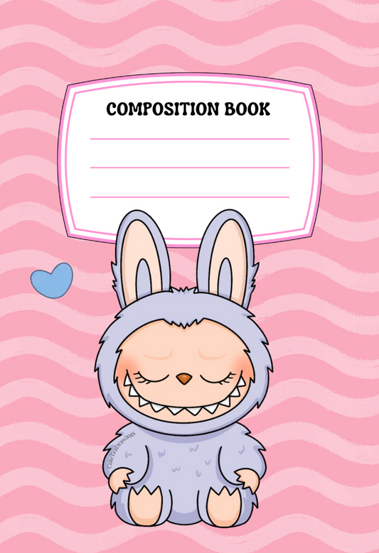 Pink Wave Labubu Design - Composition Notebook
