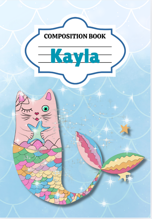 Mercat- Mermaid Cat Composition Notebooks (Personalized)