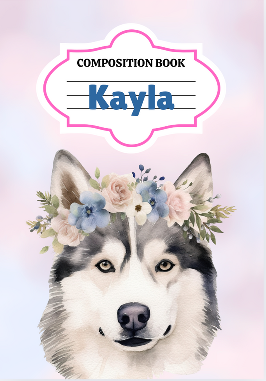 Husky Flower Composition Notebooks (Personalized)