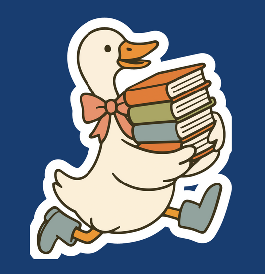 Goose with Books  Waterproof Vinyl Sticker