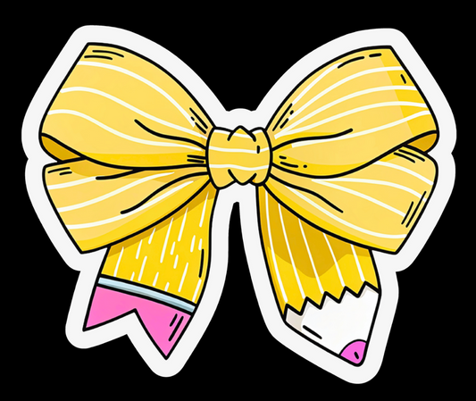 Pencil Bow Waterproof Vinyl Sticker