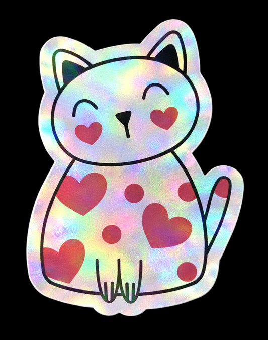 Red Heart Cat Sticker