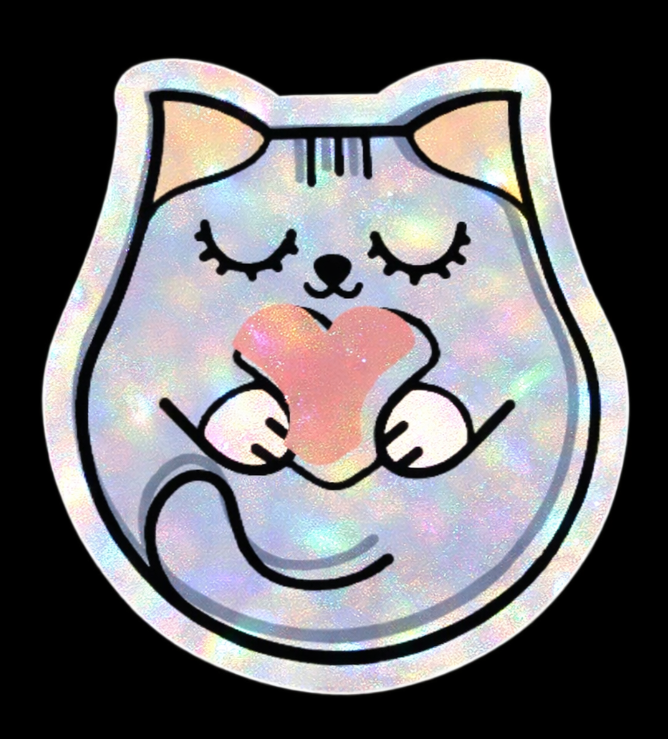 Grey Cat Valentine's Day Sticker