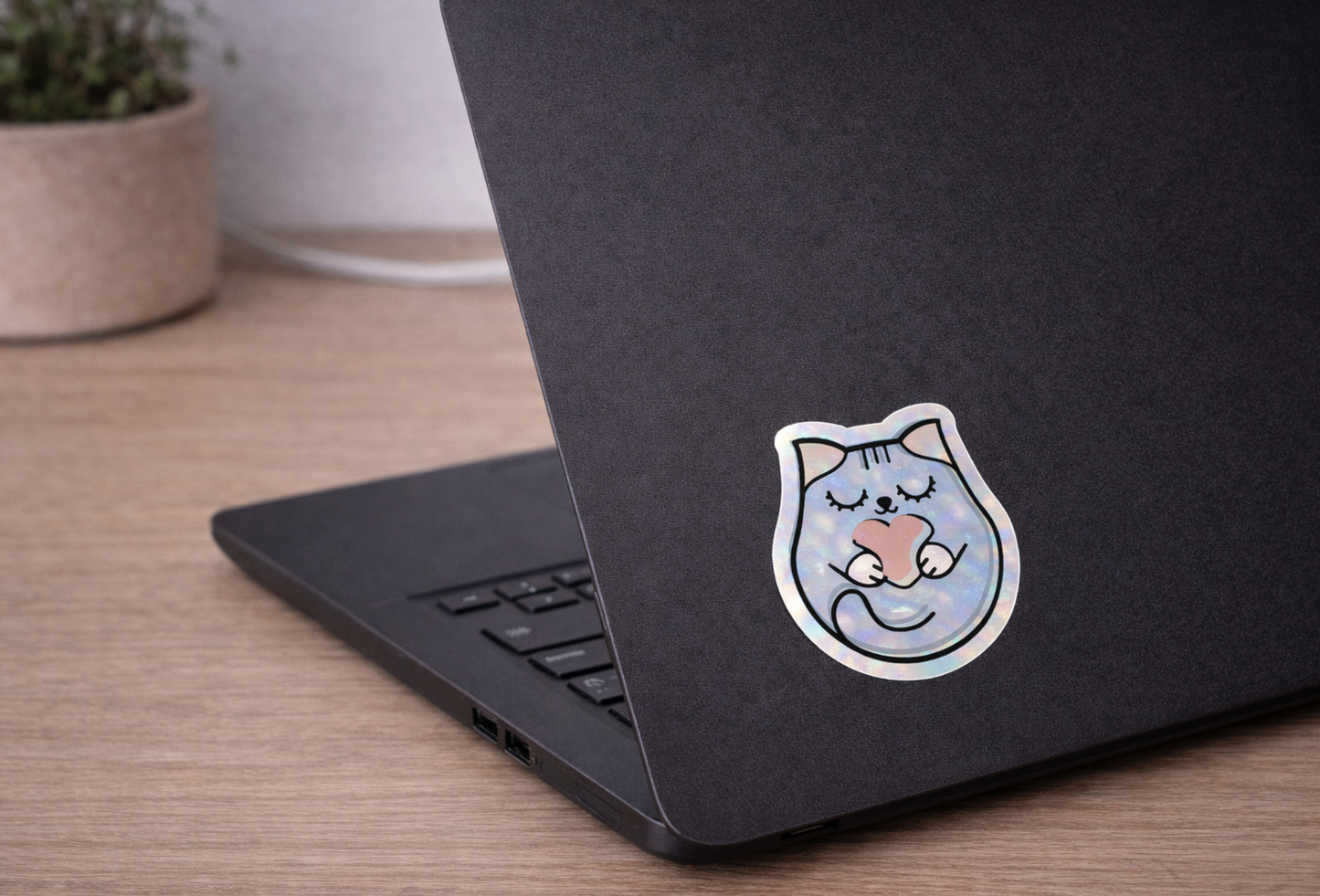 Grey Cat Valentine's Day Sticker