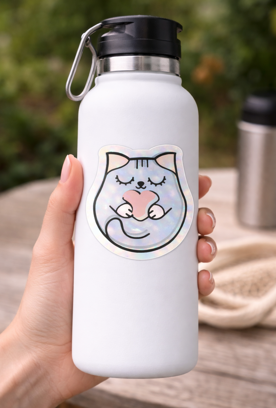 Grey Cat Valentine's Day Sticker