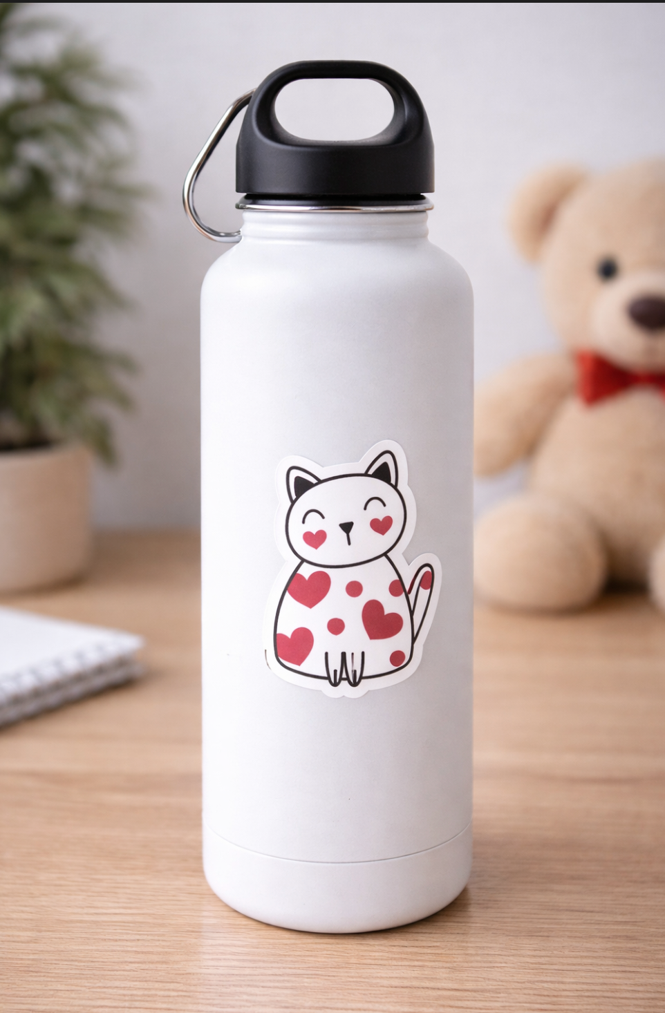 Red Heart Cat Sticker