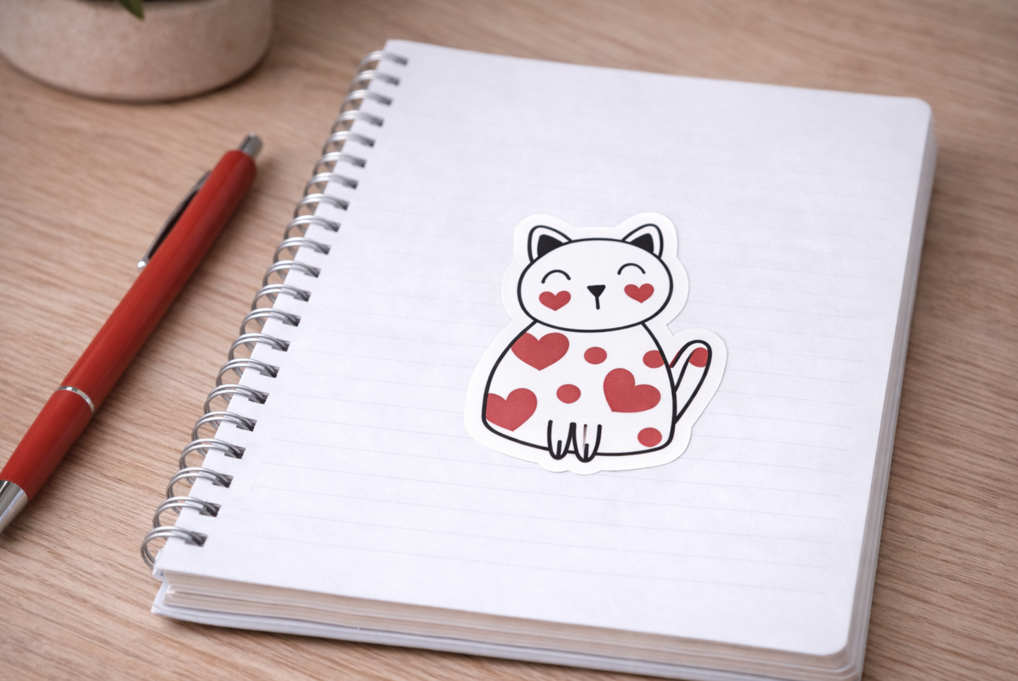Red Heart Cat Sticker