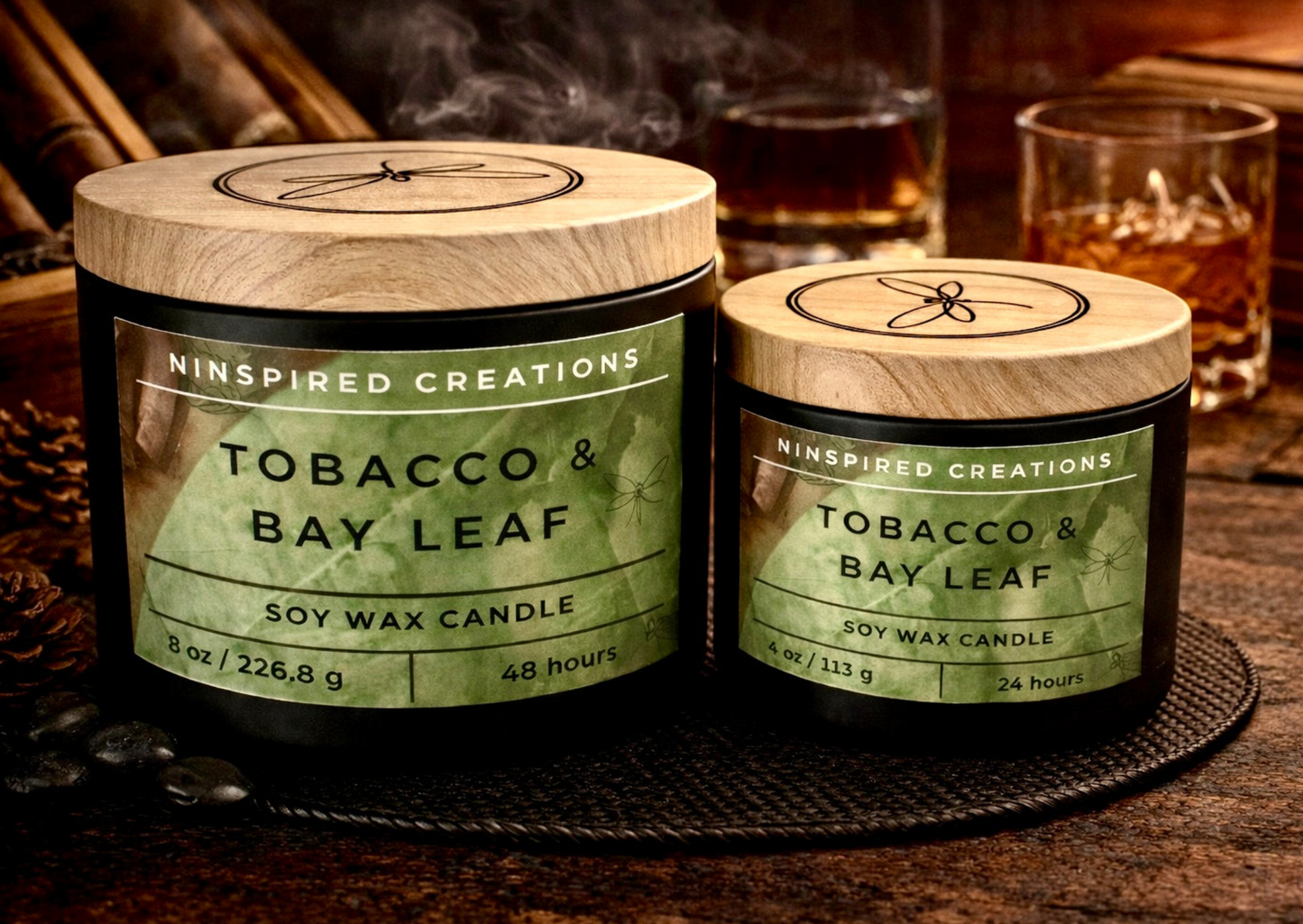 Soy Candle- Tobacco & Bay Leaf