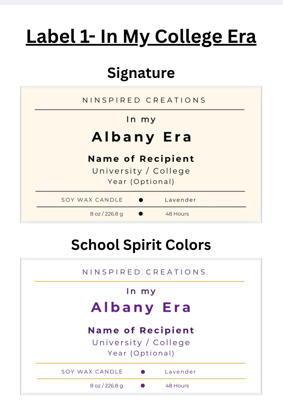 College Commitment - Personalized Soy Candle