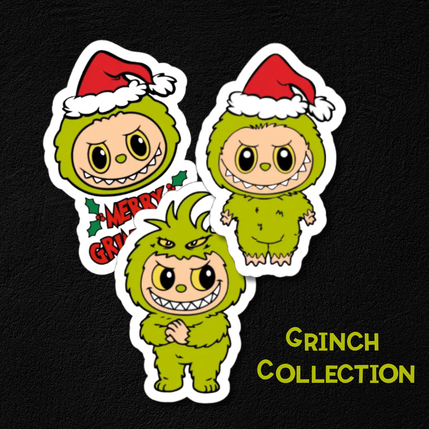 Labubu Grinch Collection - Waterproof Vinyl Stickers